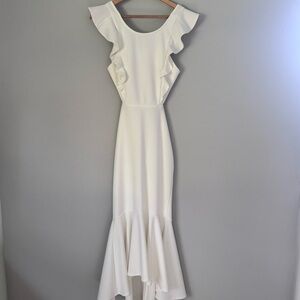 Selfie Leslie White Asymmetrical Ruffle Dress